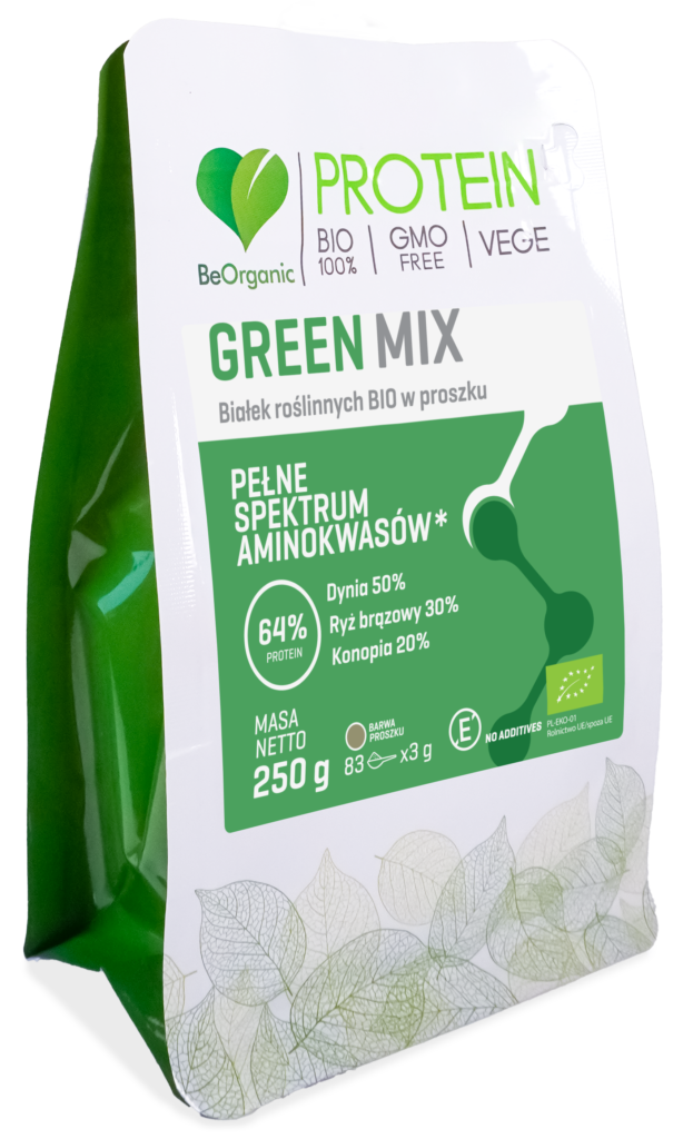 Green MIX białek roślinnych BIO 250g - BeOrganic